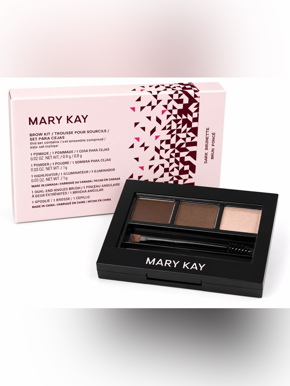 NEW Mary Kay Brow Kit Dark Brun Eyebrow Palette Pomade Powder Highlighter NIB